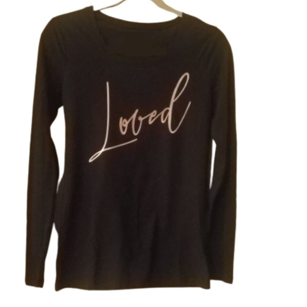 "Loved" Graphic Black Long Sleeve Shirt
